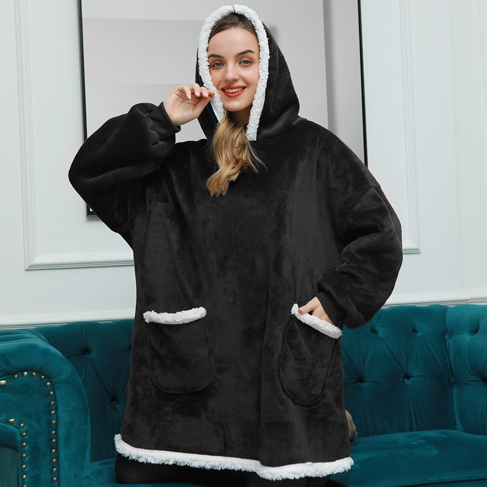 Ultra-zachte fleece- en woldeken met capuchon voor comfort en warmte thuis