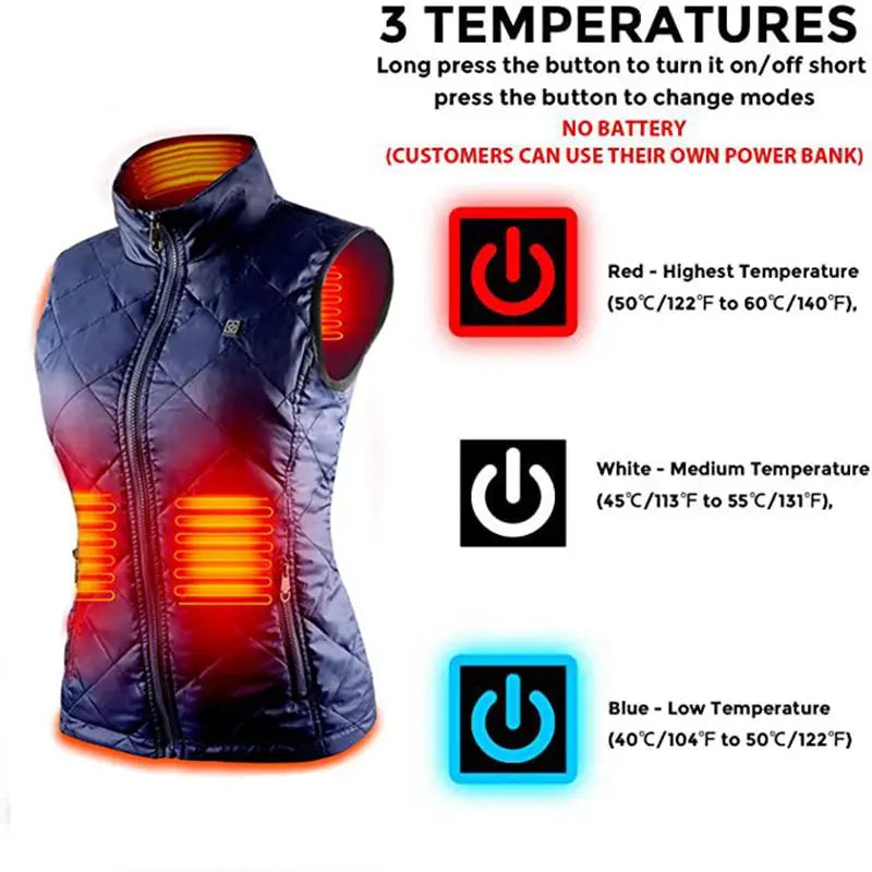 USB-verwarmd Thermisch Vest voor Dames met Infraroodtechnologie voor Herfst en Winter