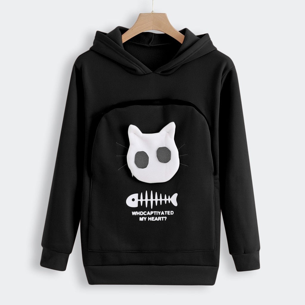 Hug Pouch Sweater voor Dierenliefhebbers – Gezellig Katoenen Ontwerp met Verwijderbare Voering en Kangoeroezak