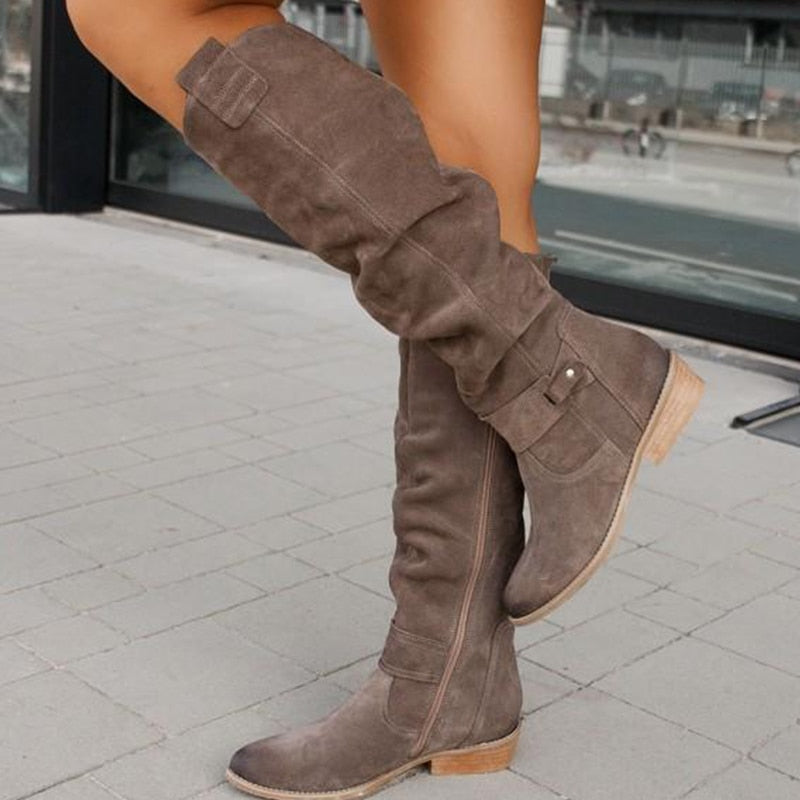 Nubuck Dameslaarzen – Warme Comfortabele Winterlaarzen met Zachte Voering