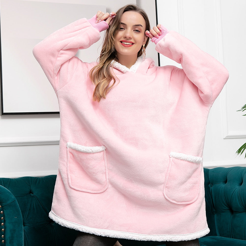 Ultra-zachte fleece- en woldeken met capuchon voor comfort en warmte thuis