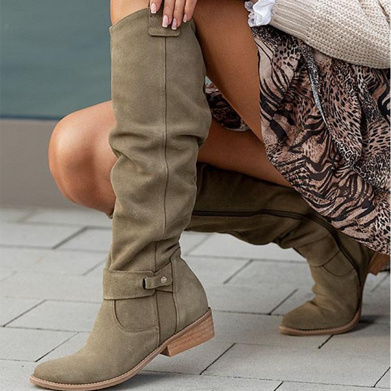 Nubuck Dameslaarzen – Warme Comfortabele Winterlaarzen met Zachte Voering