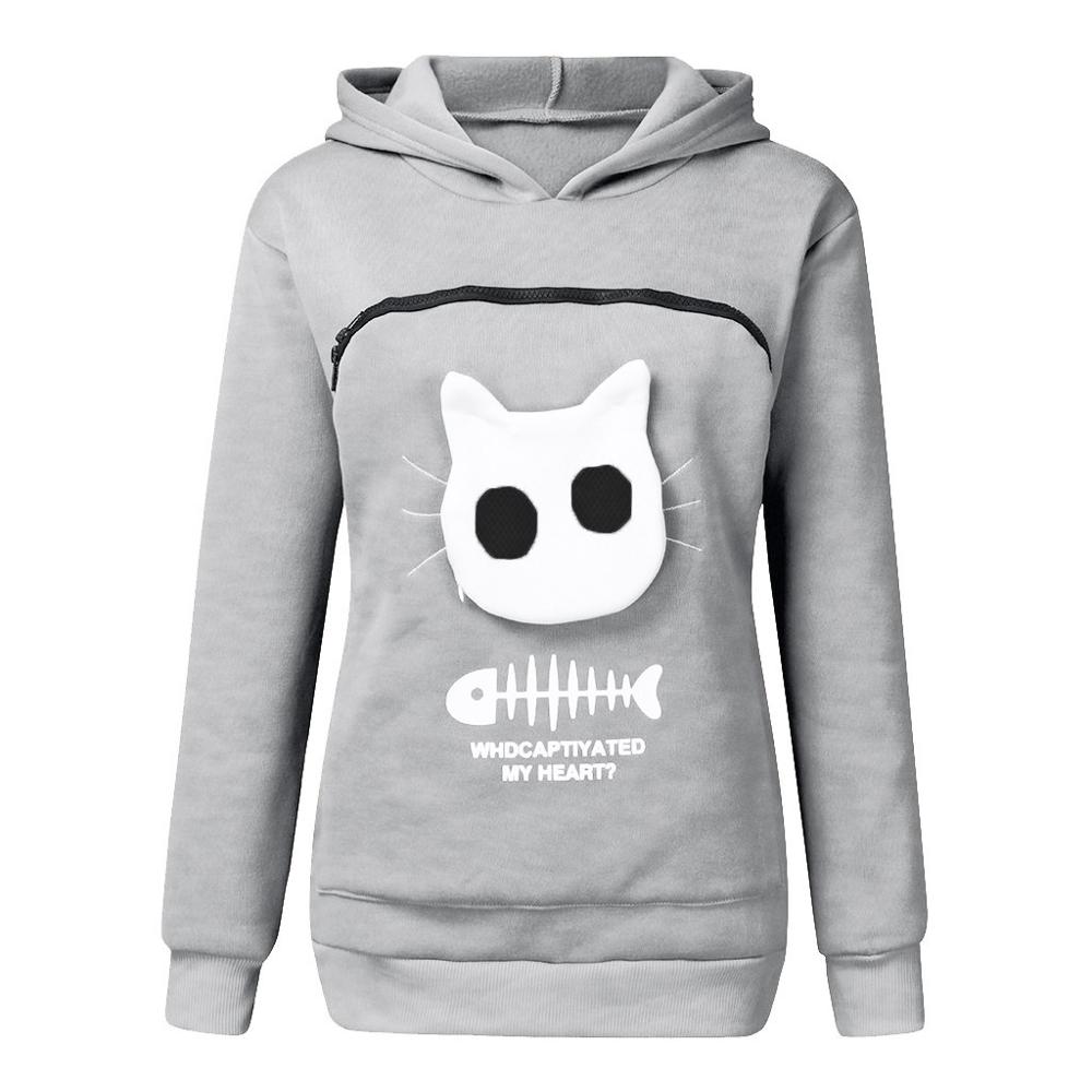 Hug Pouch Sweater voor Dierenliefhebbers – Gezellig Katoenen Ontwerp met Verwijderbare Voering en Kangoeroezak