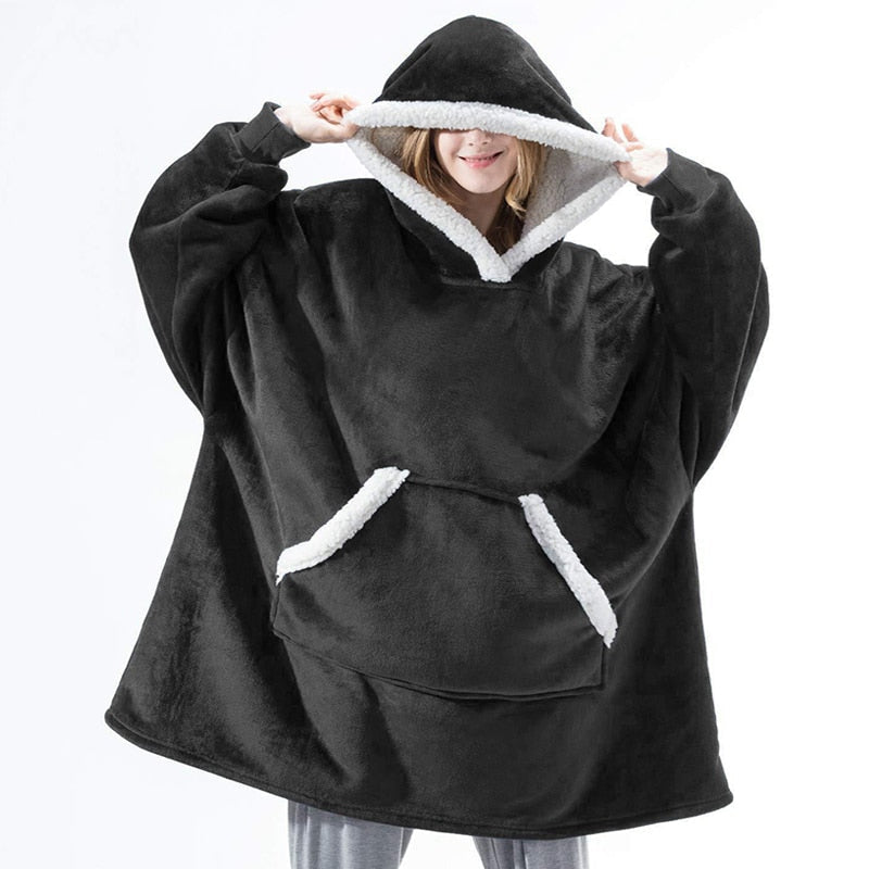 Ultra-zachte fleece- en woldeken met capuchon voor comfort en warmte thuis