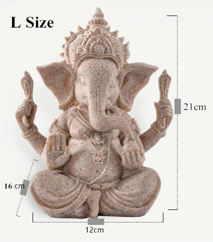 Huisdecoratie Natuur Zandsteen Indische Ganesha Beeld Religieuze Hindoe Olifant God Standbeelden Fengshui Olifantenkop Boeddha