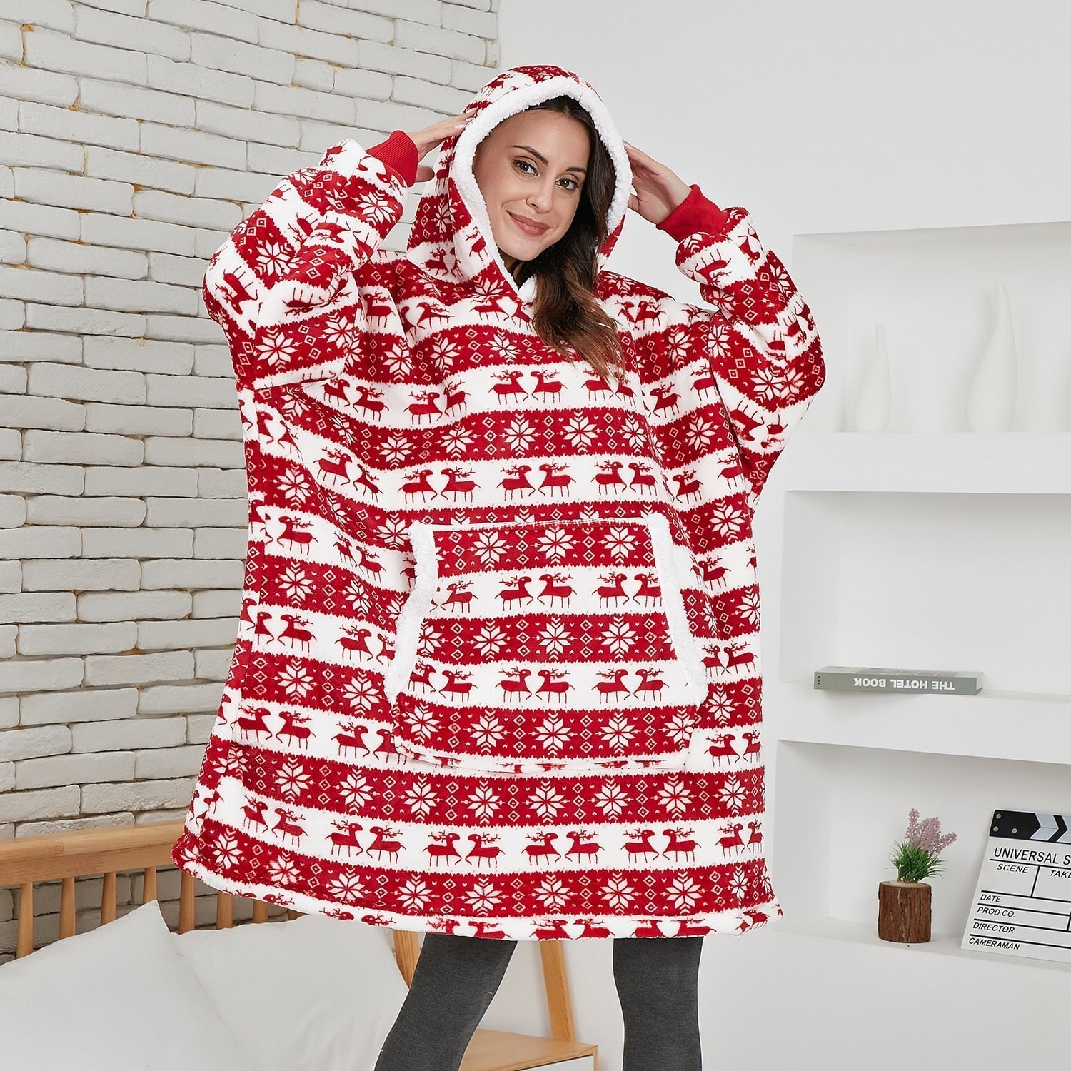 Ultra-zachte fleece- en woldeken met capuchon voor comfort en warmte thuis