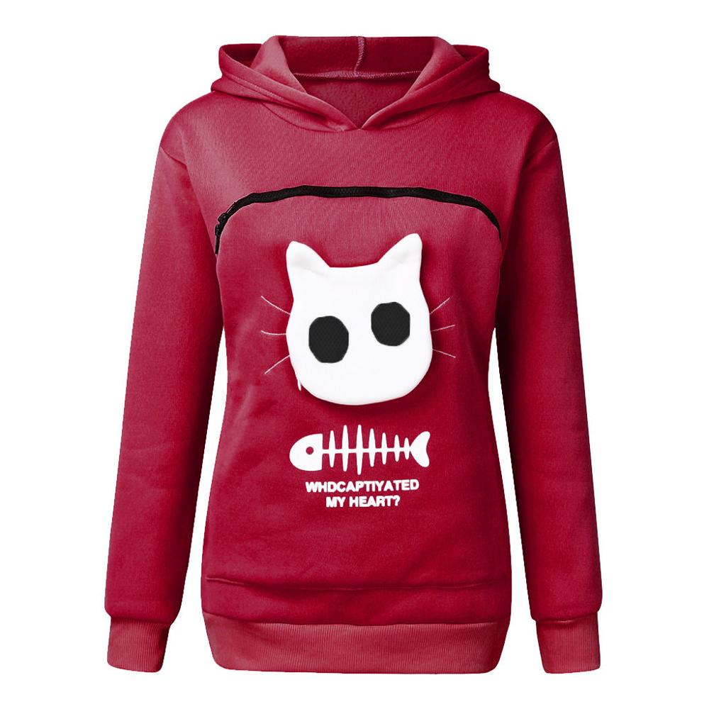 Hug Pouch Sweater voor Dierenliefhebbers – Gezellig Katoenen Ontwerp met Verwijderbare Voering en Kangoeroezak