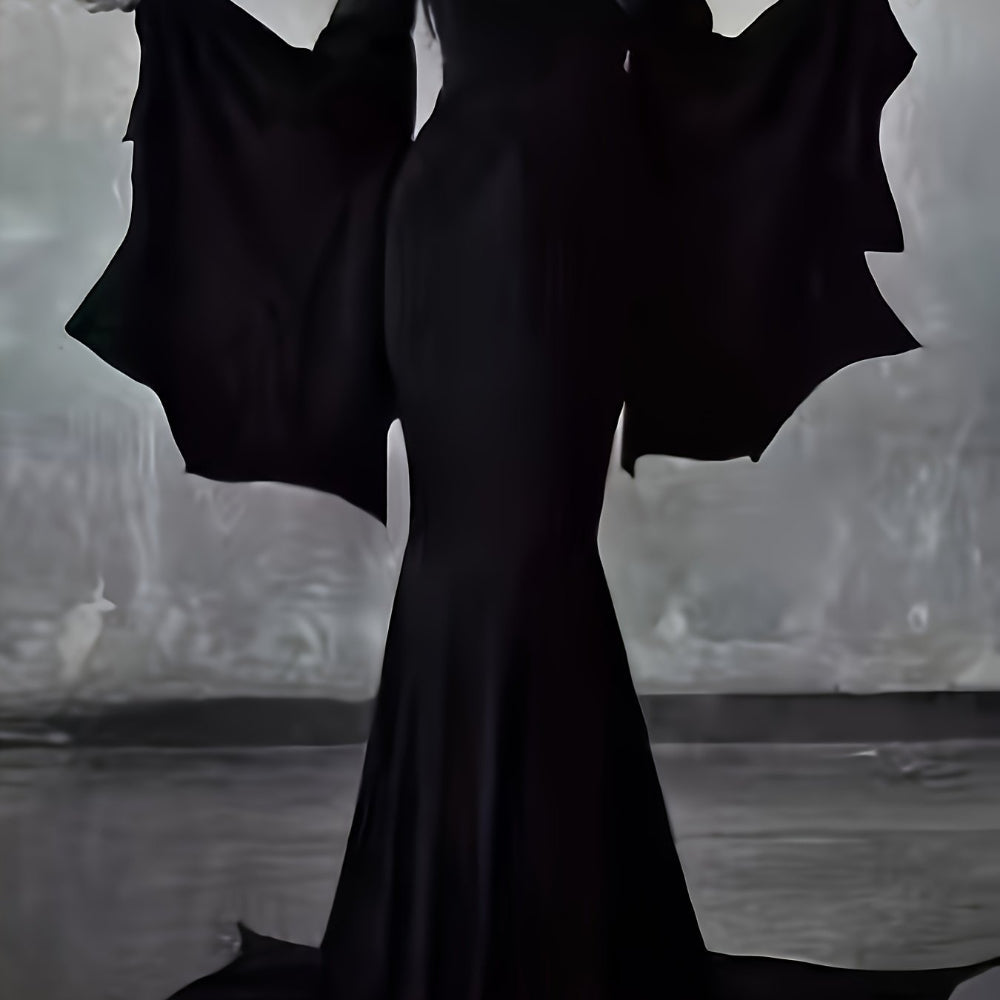 Halloween Kostuum Gothic Zwarte Lange Mouwen Jurk