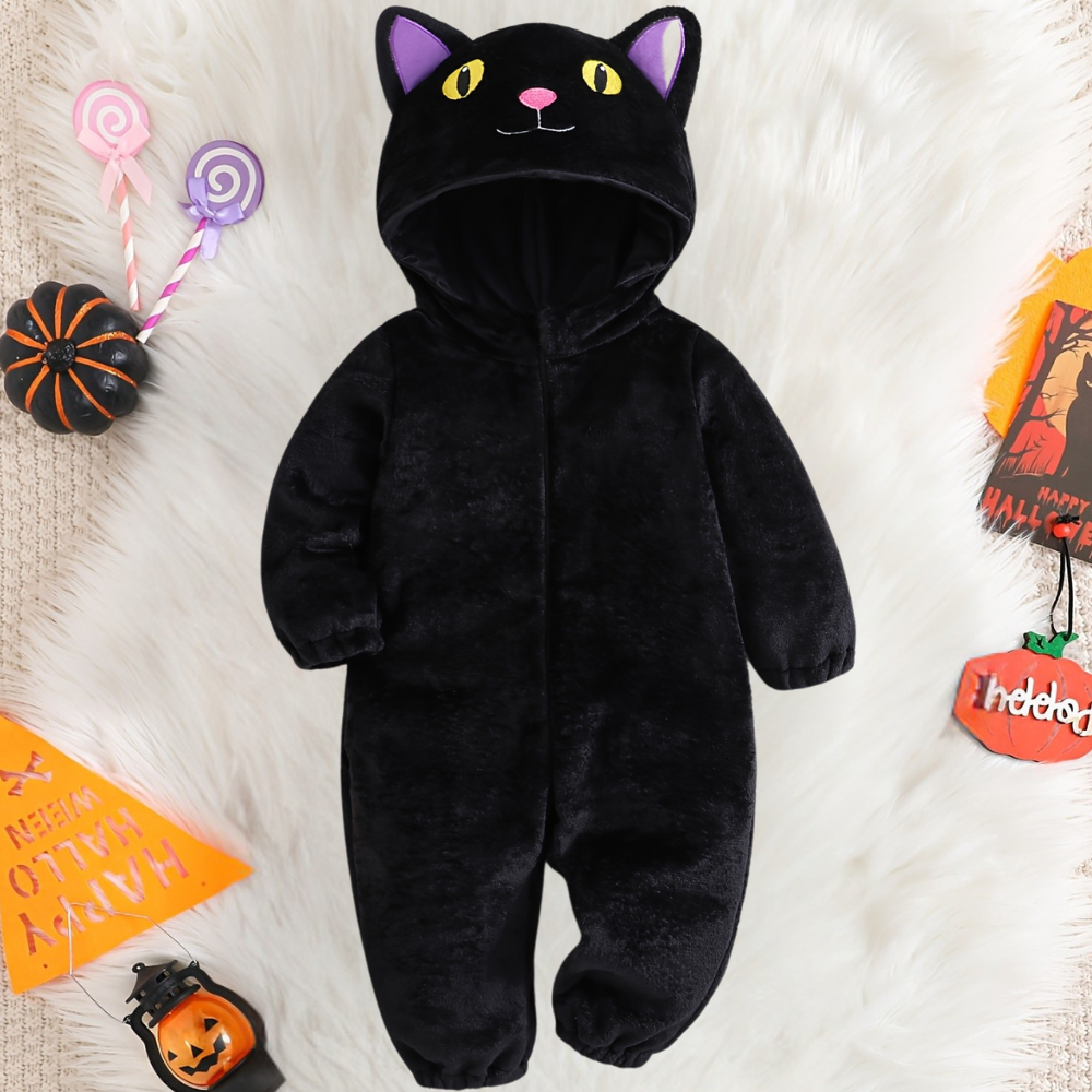 Halloween Kinderen Kat Kostuum Met Kap Romper Outfit