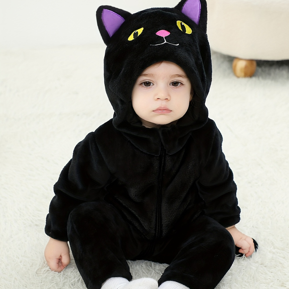 Halloween Kinderen Kat Kostuum Met Kap Romper Outfit
