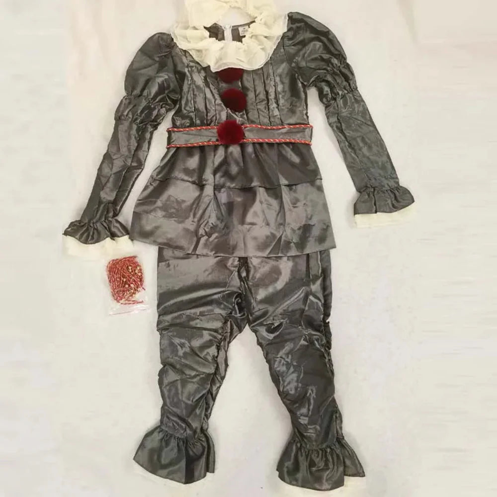 Halloween Kinderen Clown Kostuum Satijn Chiffon Set