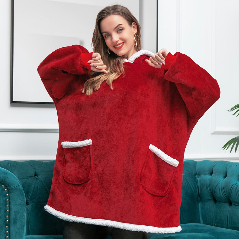 Ultra-zachte fleece- en woldeken met capuchon voor comfort en warmte thuis