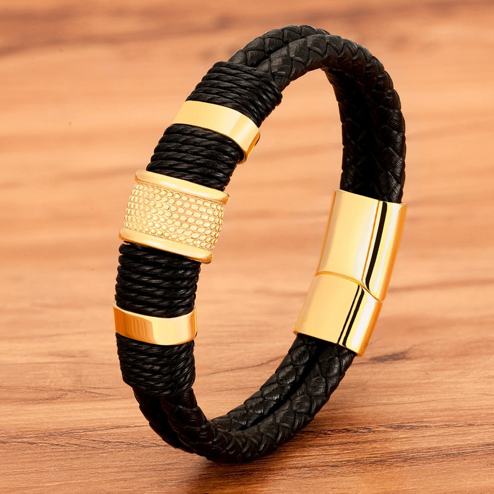 Armband in gevlochten leerstijl
