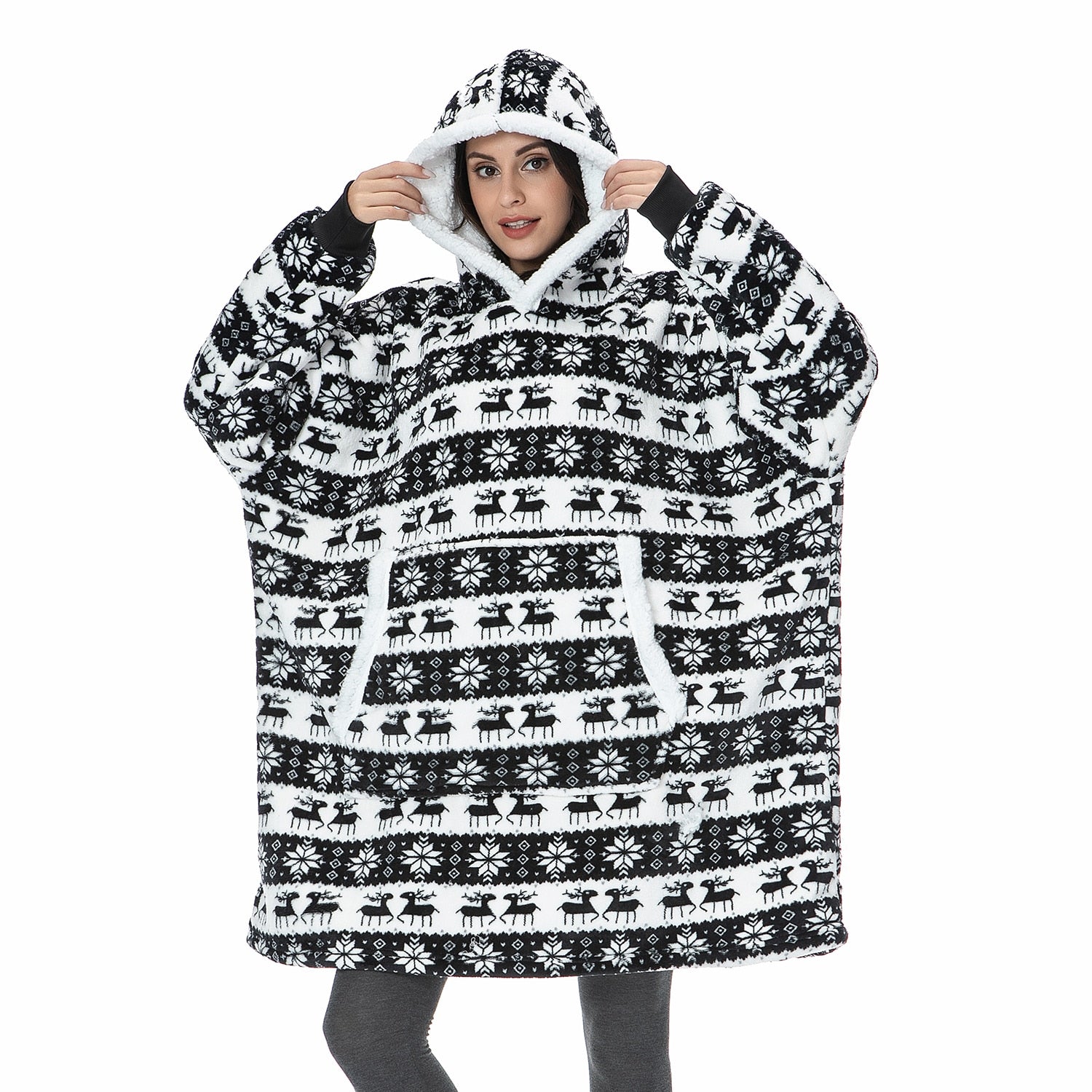 Ultra-zachte fleece- en woldeken met capuchon voor comfort en warmte thuis