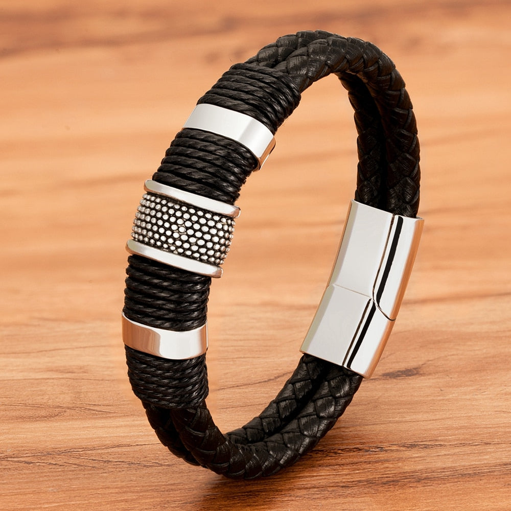 Armband in gevlochten leerstijl