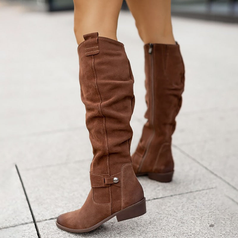 Nubuck Dameslaarzen – Warme Comfortabele Winterlaarzen met Zachte Voering