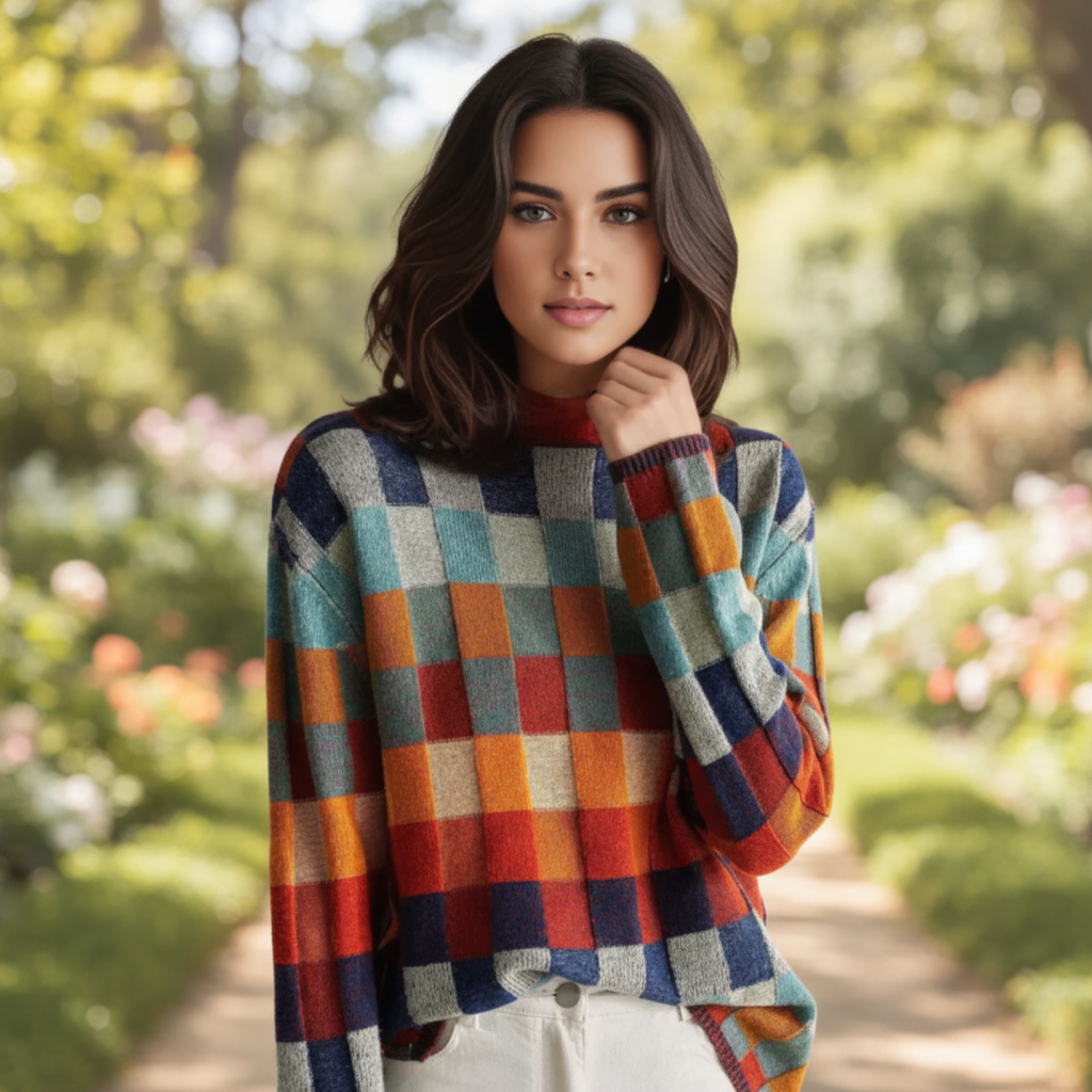 CashLoom Kasjmiertrui – Patchwork Damestrui met Col en Duurzaam Ontwerp