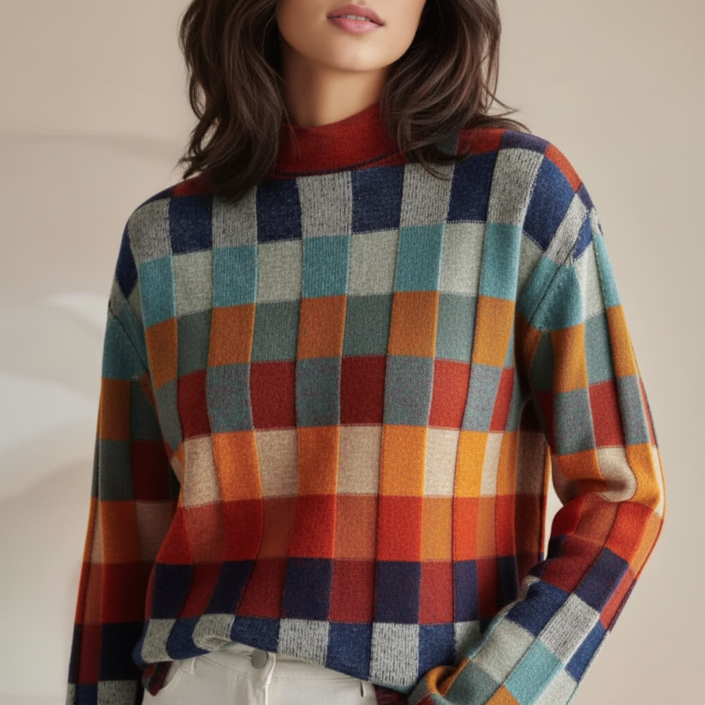 CashLoom Kasjmiertrui – Patchwork Damestrui met Col en Duurzaam Ontwerp