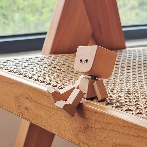 Houten Decoratie Figuur met Beweegbare Wipfunctie en Verwisselbare Gezichten