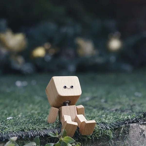 Houten Decoratie Figuur met Beweegbare Wipfunctie en Verwisselbare Gezichten