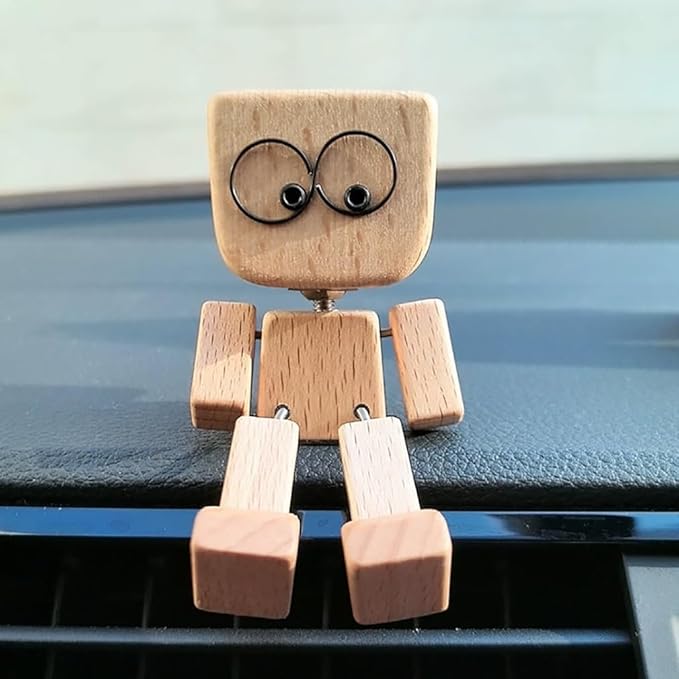Houten Decoratie Figuur met Beweegbare Wipfunctie en Verwisselbare Gezichten