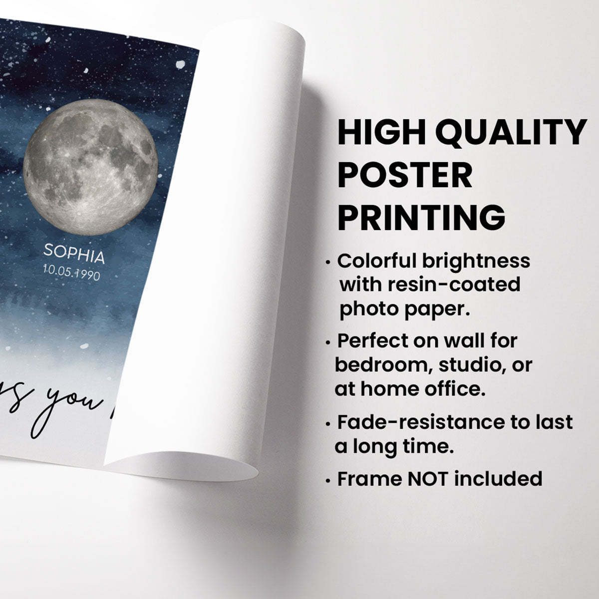 LuxeCelestial Maanfase Poster | Een hartverwarmend aandenken voor elke speciale dag van mama