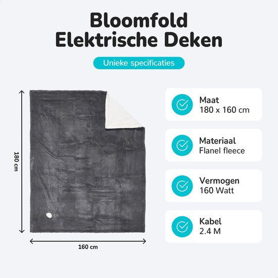 Elektrische Deken 180 x 160 cm – Verwarmde Deken voor Thuis