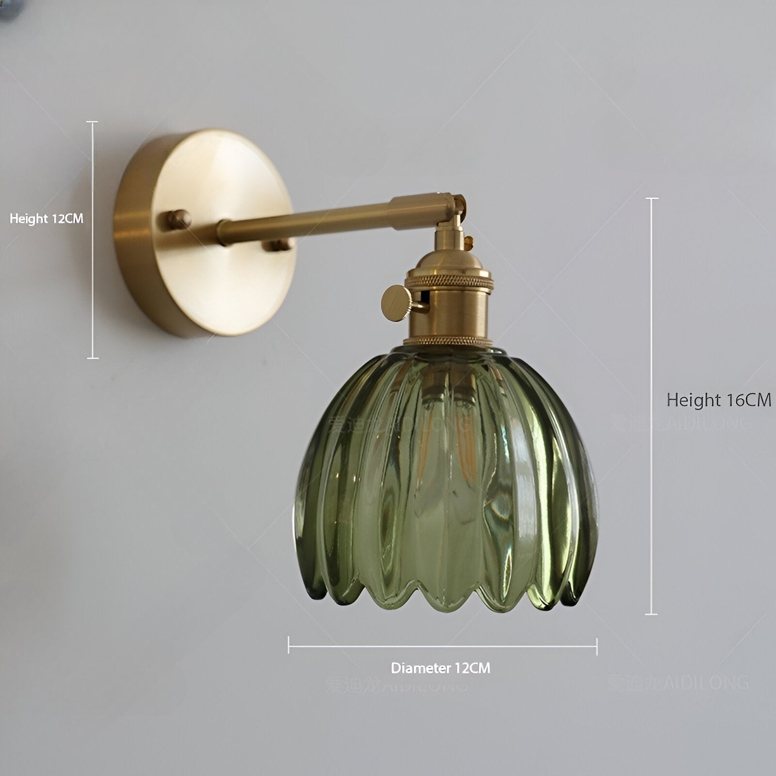 Vintage Messing Tulpen Glas Wandlamp 1-Licht
