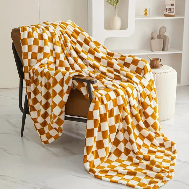Geruite Deken – Zachte Plaid met Blokpatroon voor Bank en Bed