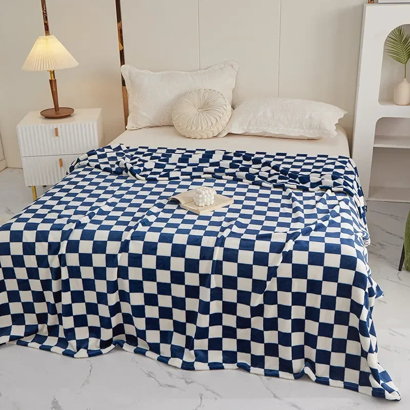 Geruite Deken – Zachte Plaid met Blokpatroon voor Bank en Bed