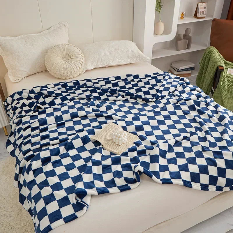 Geruite Deken – Zachte Plaid met Blokpatroon voor Bank en Bed