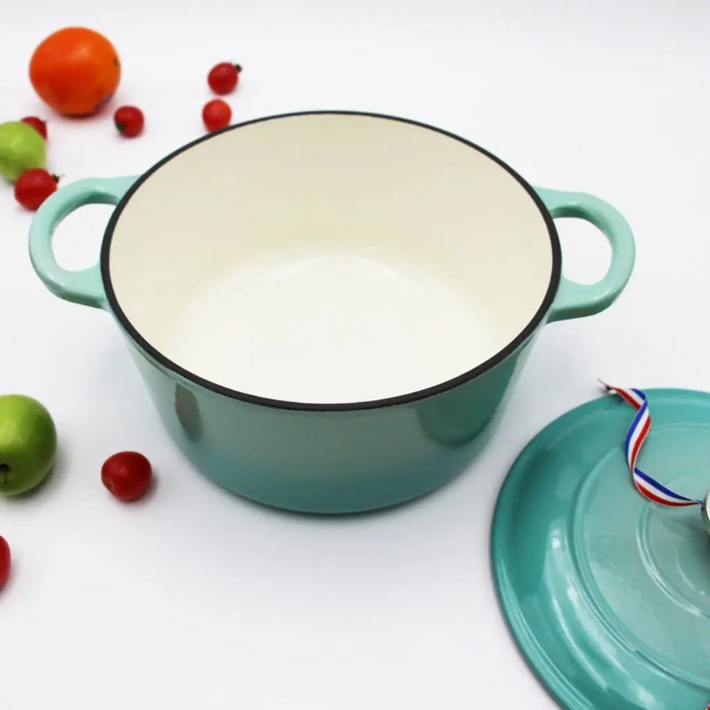 Geglazuurde Gietijzeren Dutch Oven met Deksel – Inductiegeschikte Braadpan voor Soep en Stoofgerechten