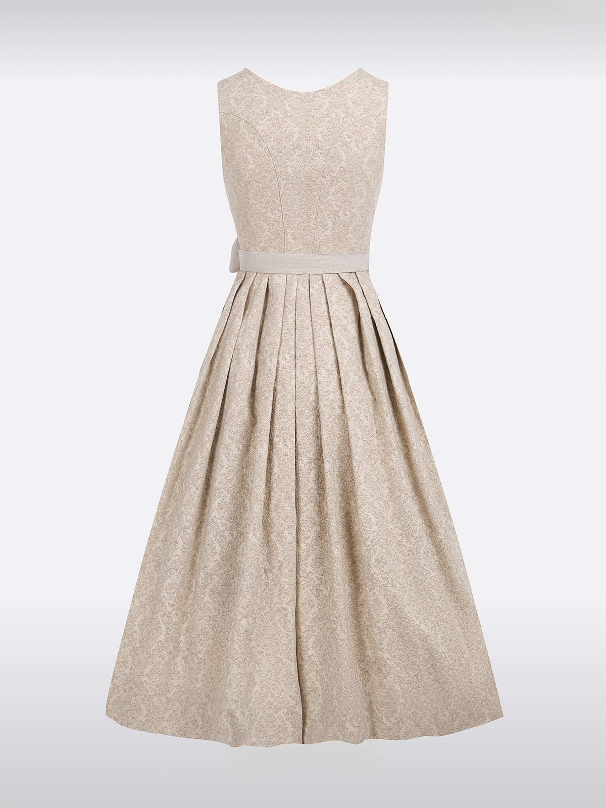 Beige Rechte Halslijn Allover Patroon Dirndl