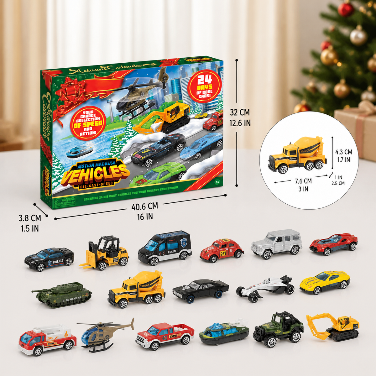 Kerst Die-Cast Auto Adventkalender voor Kinderen