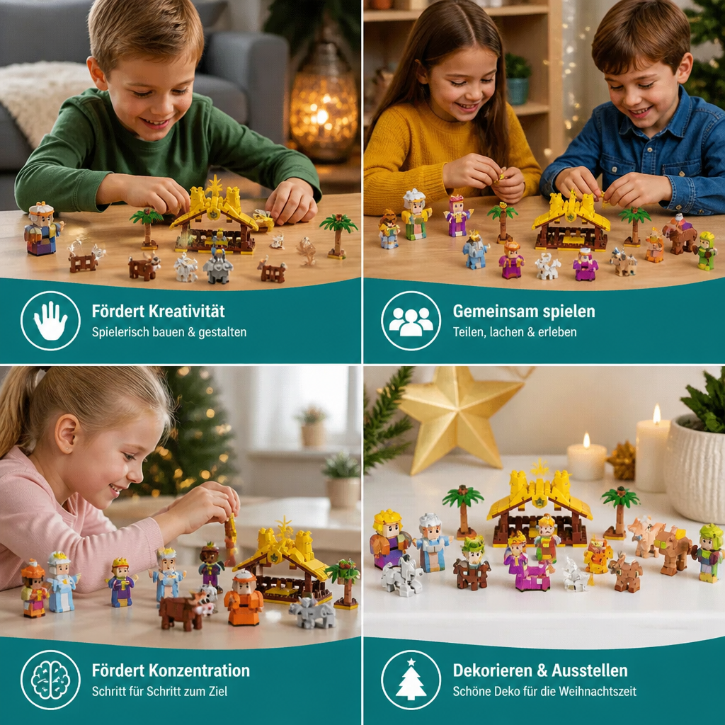Kerststal Bouwstenen Adventskalender – 24 Dagen Vol Kerstfiguren