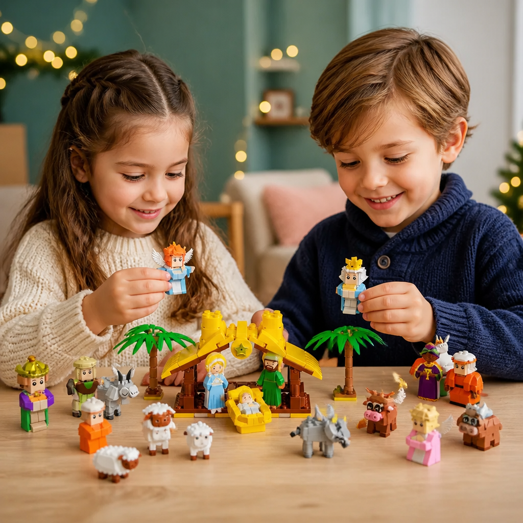 Kerststal Bouwstenen Adventskalender – 24 Dagen Vol Kerstfiguren
