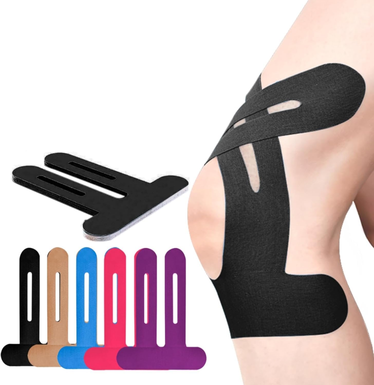 Kniebandage | Vooraf gesneden Kinesio Tape | Ademend Knieondersteuning | Flexify