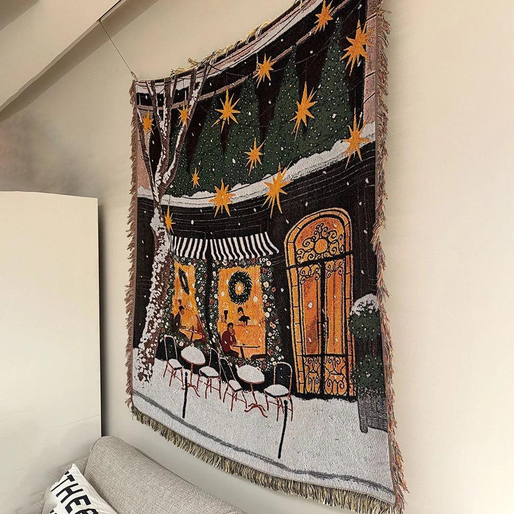 Kerstdeken van Zachte Fleece met Notenkraker- en Kerstboomprint