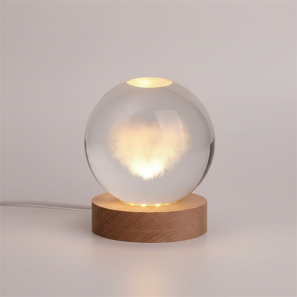 AstroGlobe 3D Lamp – Bolvormige Houten Tafel lamp met Warm-LED Licht en Planetenontwerp