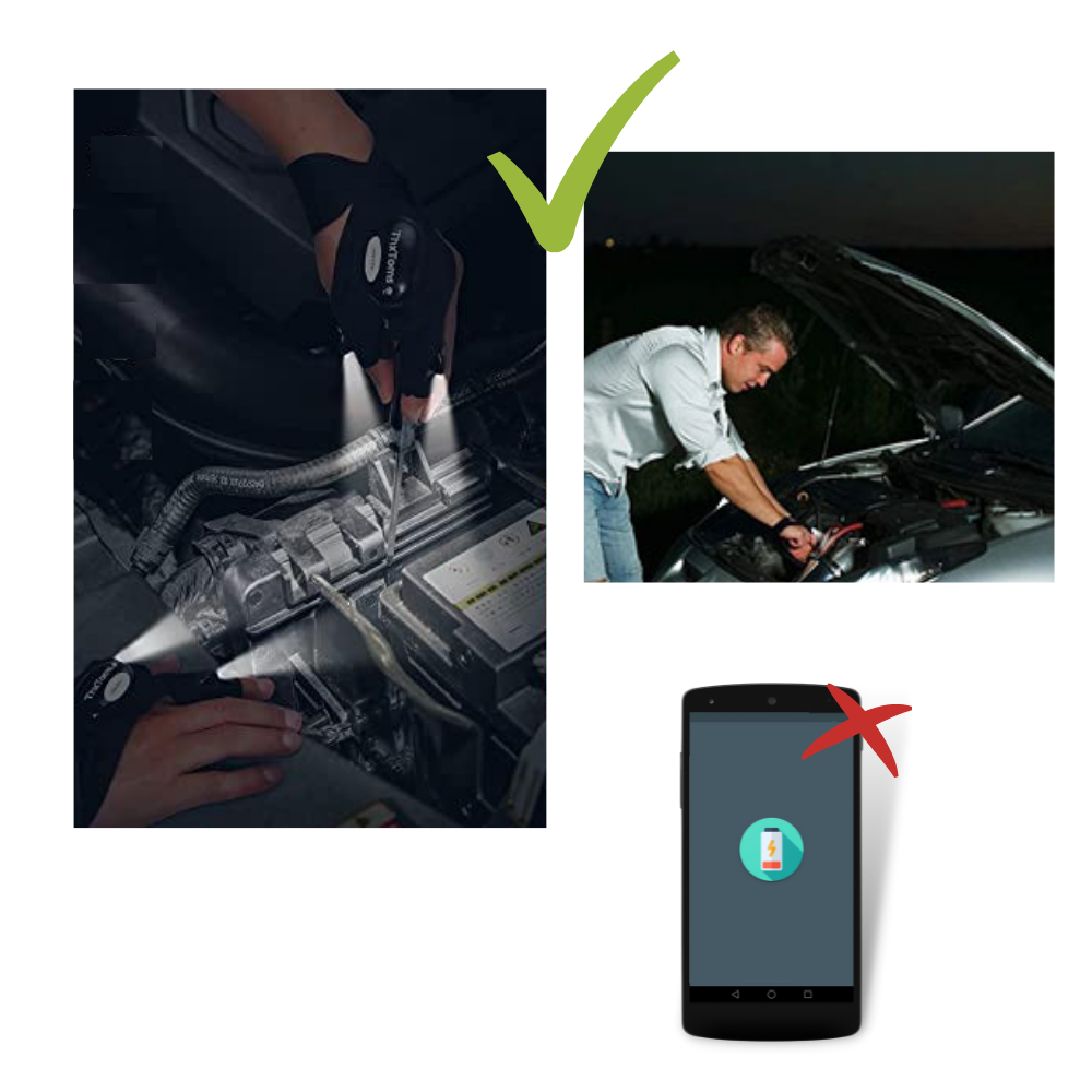 Set van LED-handschoenen met waterdichte lichten