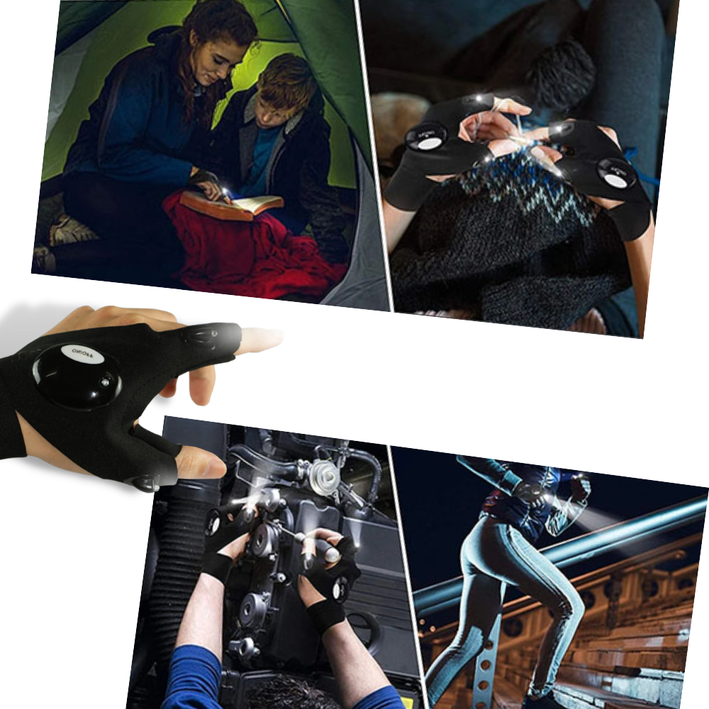 Set van LED-handschoenen met waterdichte lichten