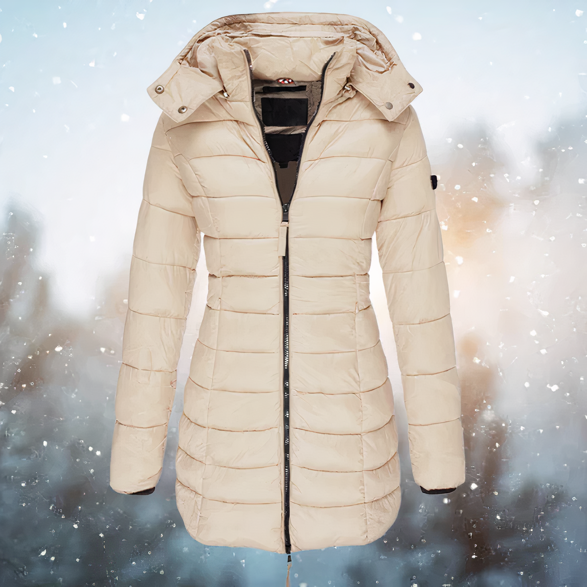 Warme Dames Winterjas met Kapuze – Middellange Comfortabele Jas voor Koude Dagen