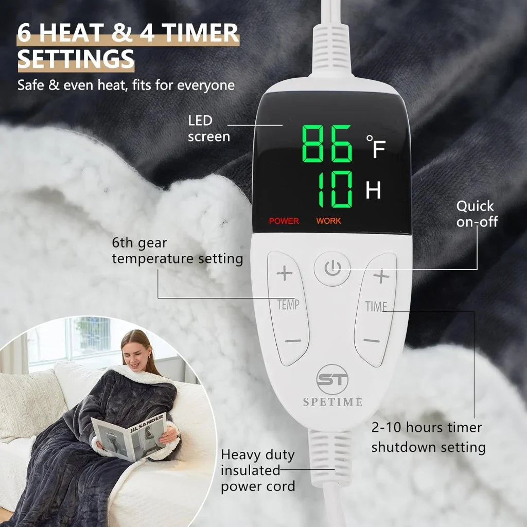 Draagbare Elektrische Schouderdeken met Verstelbare Warmte en Afneembare Controller