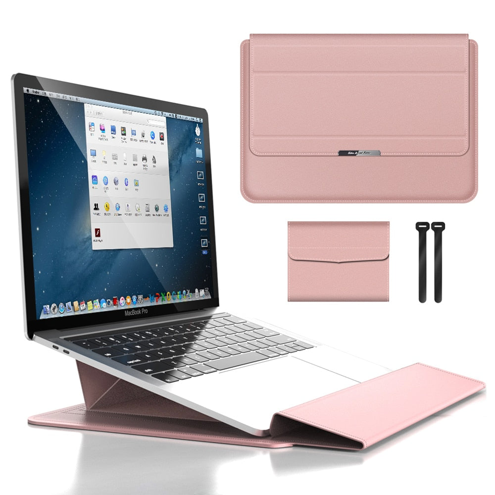 3-in-1 Waterdichte Laptop Sleeve met Schokbestendig Ontwerp en Accessoire Opslag - Elegante MacBook Hoes voor Reizen en Kantoor