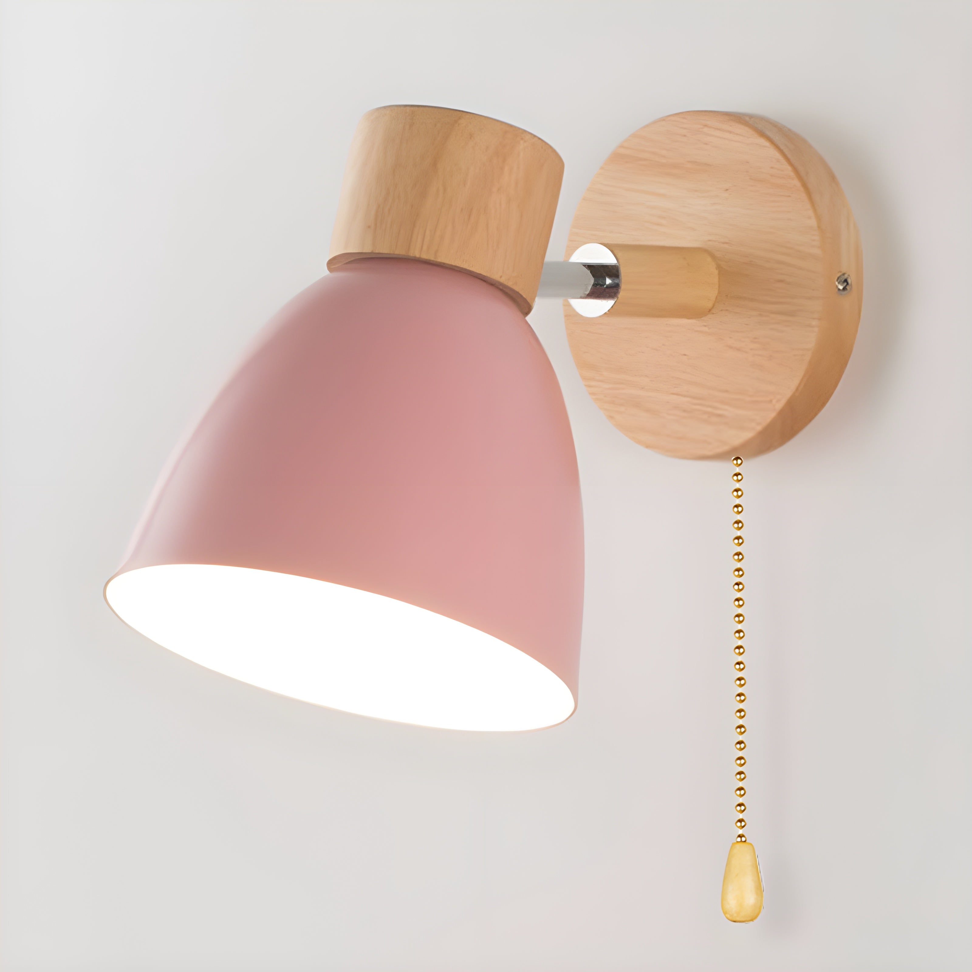 Houten Noorse Wandlamp met Schakelaar voor de Slaapkamer