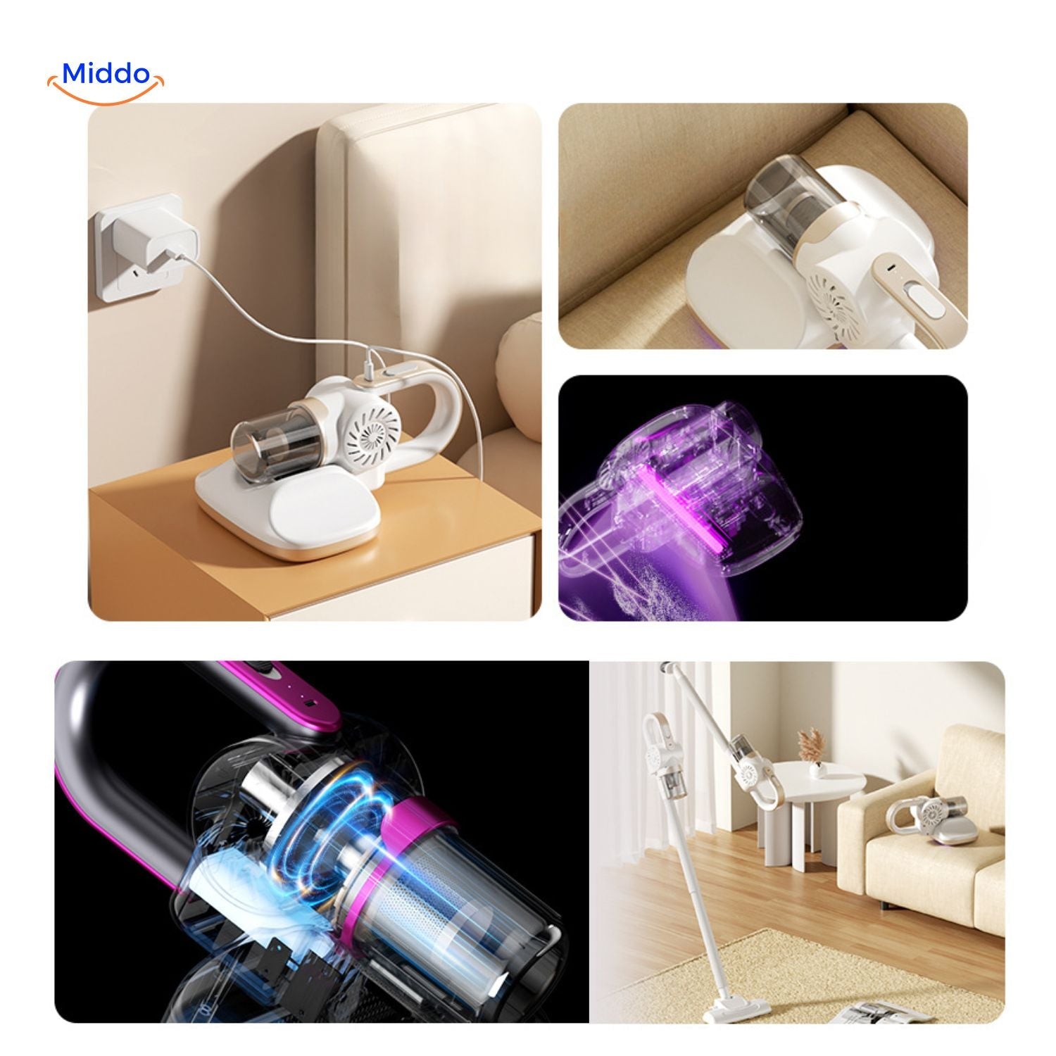 ReinClean MopVac™ | Draadloze stofzuiger met krachtige zuigkracht & effectieve mijtenverwijdering!