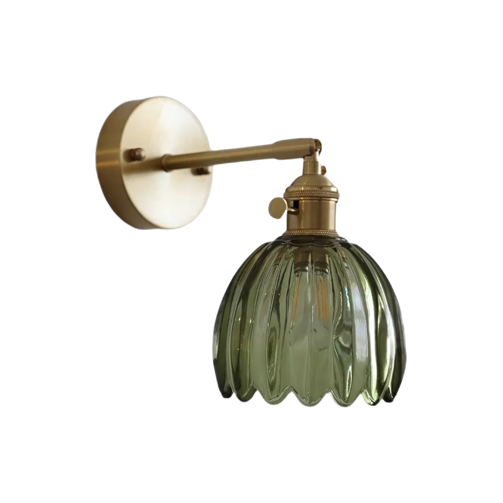 Vintage Messing Tulpen Glas Wandlamp 1-Licht