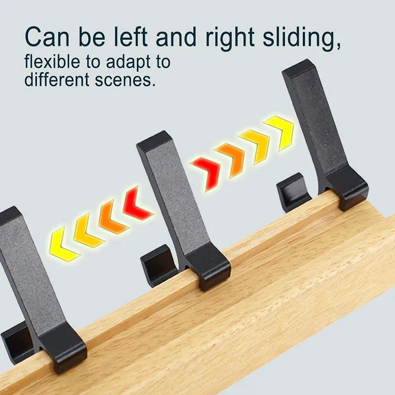 Nordivo Wandkapstok met Verplaatsbare Dubbele Haken | Scandinavisch Ontwerp | Hout & Aluminium | Ruimtebesparend & Modern