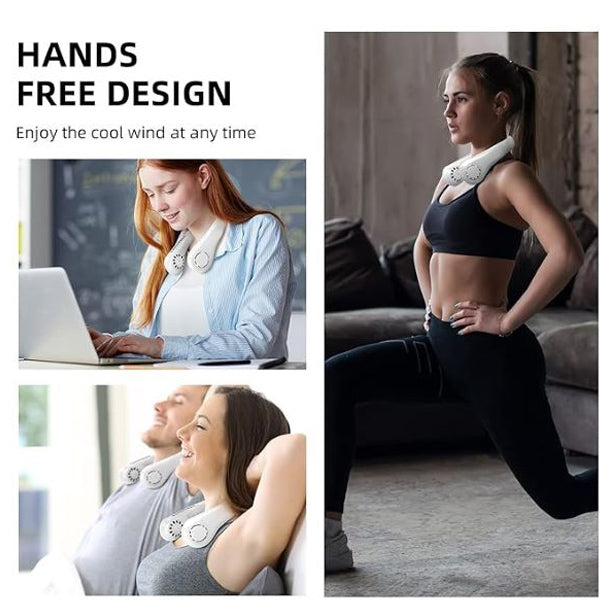 Draagbare Nekventilator met Verstelbare Snelheden – Ergonomisch, Lichtgewicht Ontwerp voor Handsfree Koeling, Lange Batterijduur