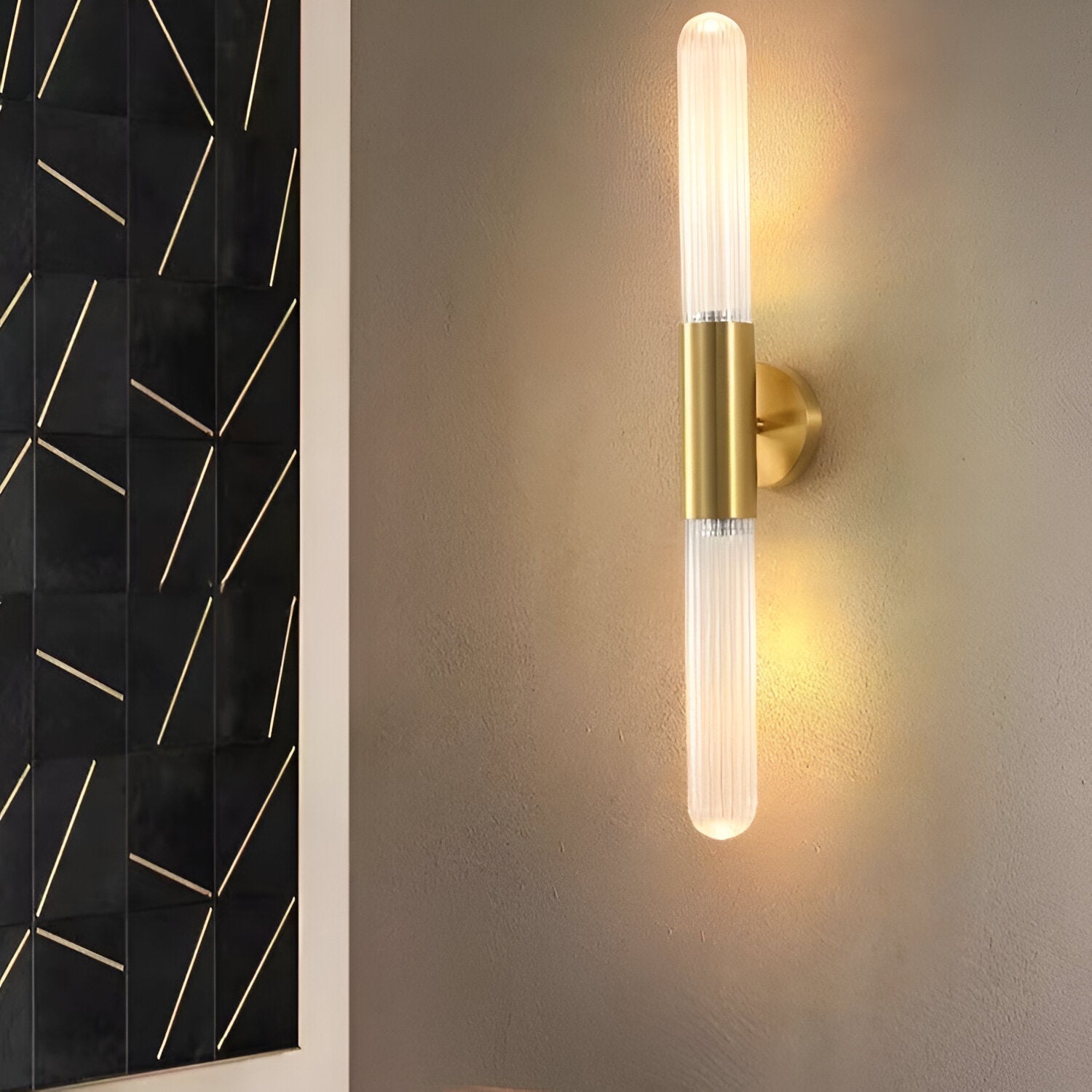 Nordic Water-Ripple Glas Messing Wandlamp LED 1-Licht